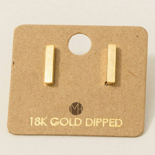 Gold Dipped Dainty Mini Bar Stud Earrings