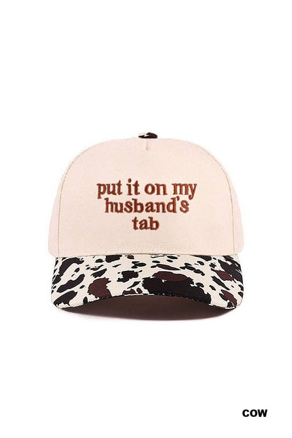 `Put It On My Husband's Tab Two Tone Canvas Cap