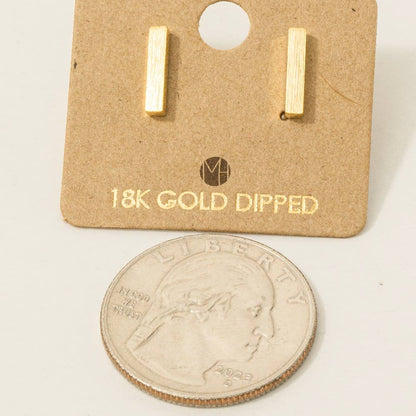 Gold Dipped Dainty Mini Bar Stud Earrings