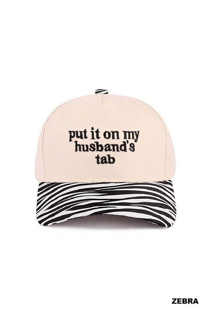 `Put It On My Husband's Tab Two Tone Canvas Cap