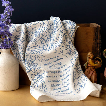 Call Her Blessed Scripture Tea Towel — Proverbs 31