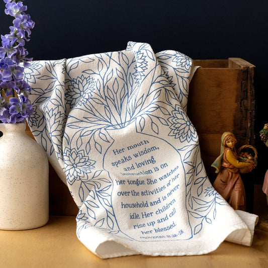 Call Her Blessed Scripture Tea Towel — Proverbs 31