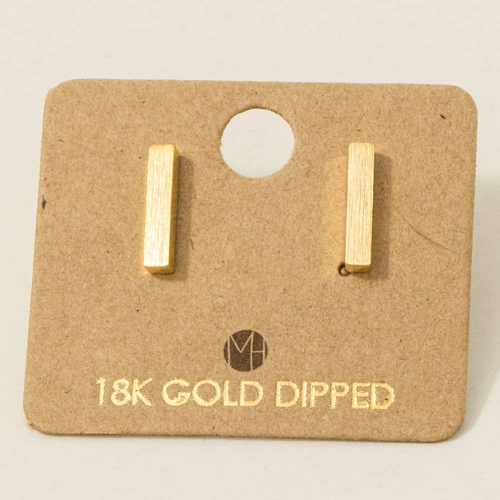 Gold Dipped Dainty Mini Bar Stud Earrings