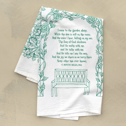 In The Garden Gospel Song Hymn Tea Towel
