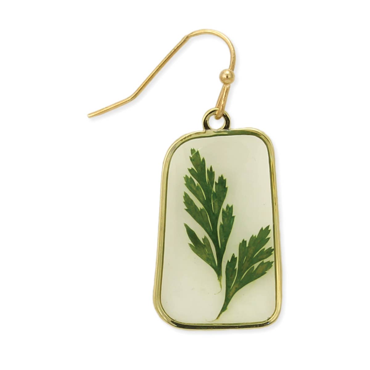 Fern Dried Flower Gold Earrings