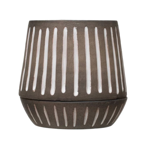 Hand painted grey w/white stripes  7”