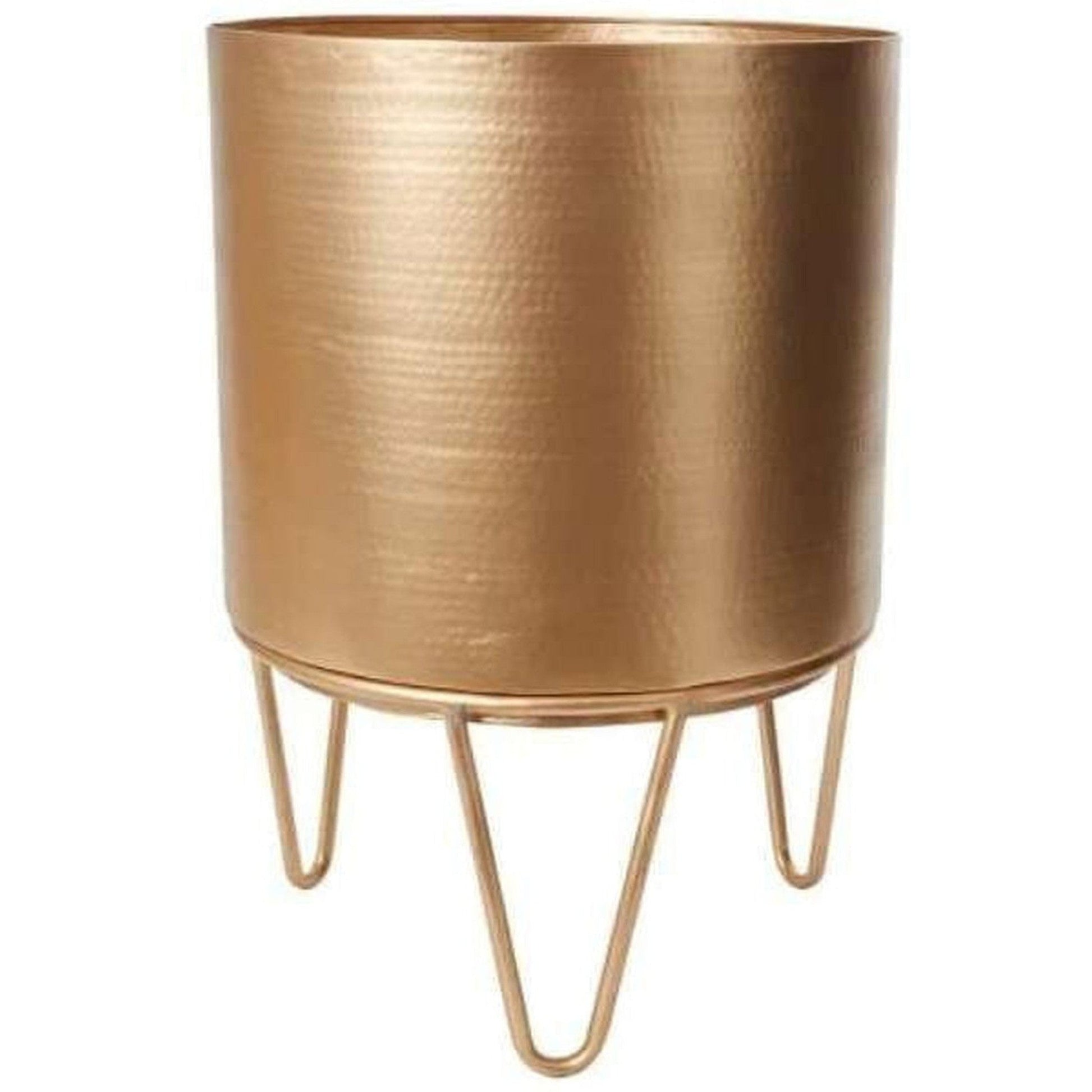 Brass Hammered Juneau Planter w/Stand-available at Hidden Seed Plant Shop
