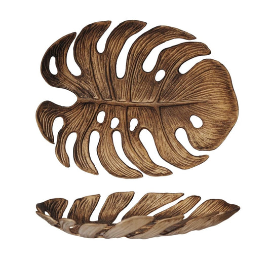 Decorative Monstera Leaf, Antique Gold
