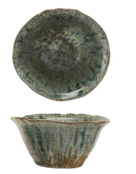 Stoneware Bowl, Reactive Crackle Glaze