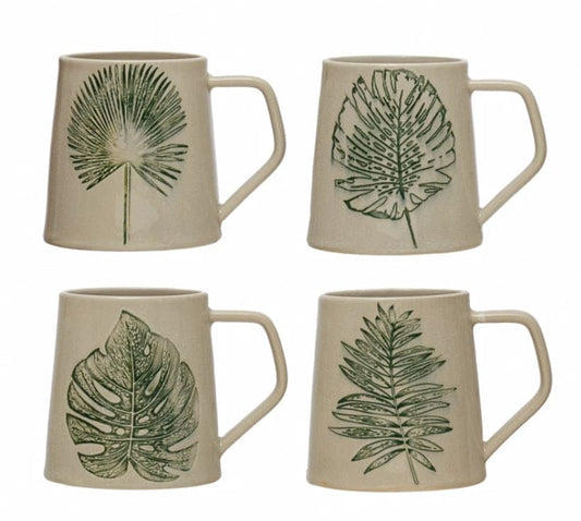 Stoneware Mug with Debossed Leaf