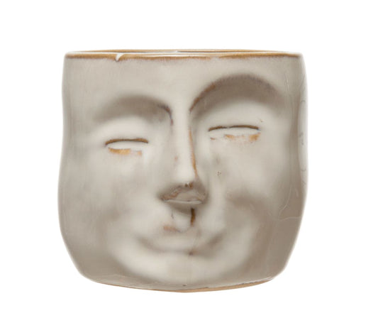 Mini Planter With Face, Reactive Glaze