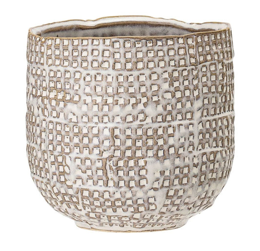 Embossed Stoneware Planter
