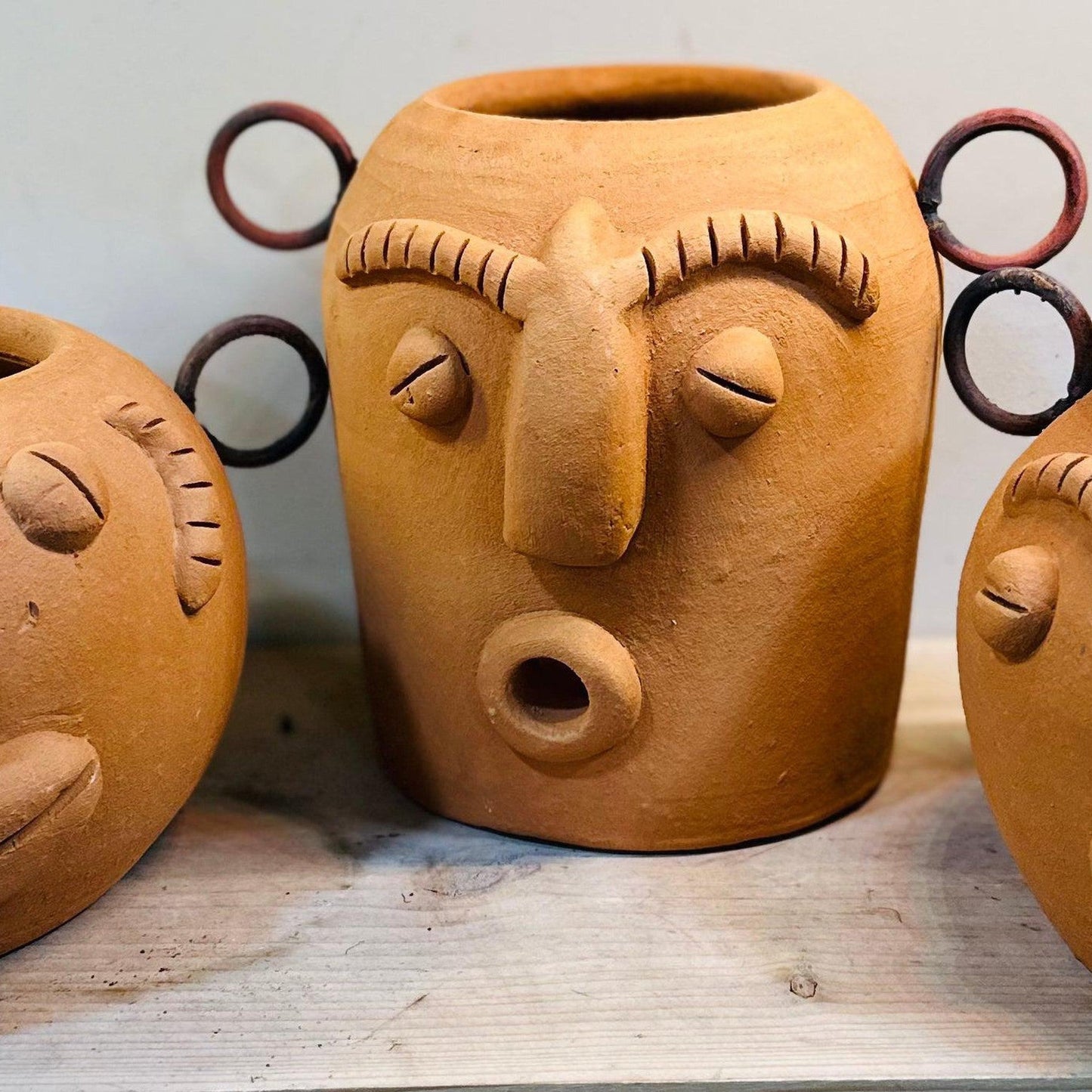 Funky Face Planters Terracotta-available at Hidden Seed Plant Shop
