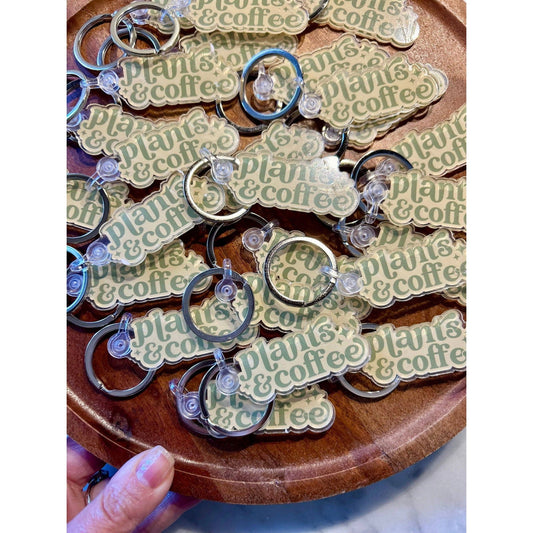 Plants & Coffee Keychain • sage - Hidden Seed Plant Shop
