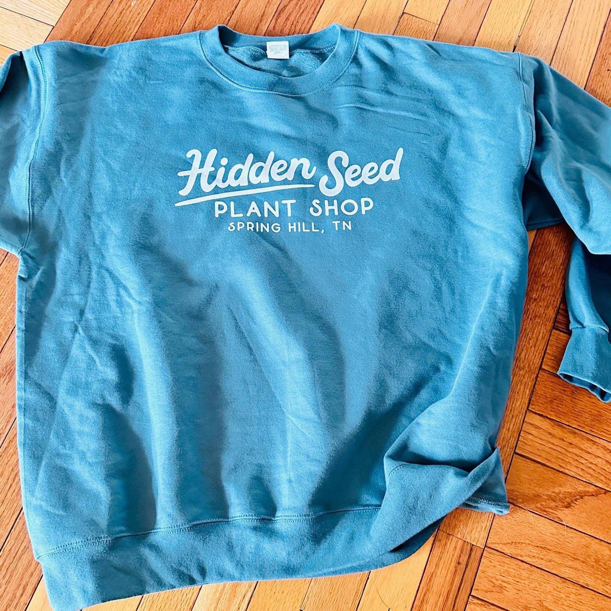 Tee’s + Sweatshirts (Logo/Plant Stuff Design)-available at Hidden Seed Plant Shop