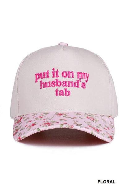 `Put It On My Husband's Tab Two Tone Canvas Cap