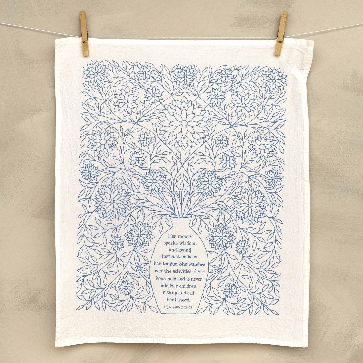 Call Her Blessed Scripture Tea Towel — Proverbs 31