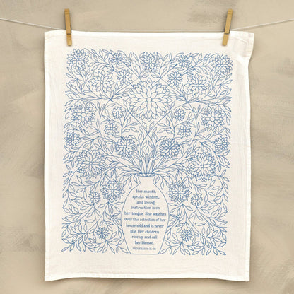 Call Her Blessed Scripture Tea Towel — Proverbs 31