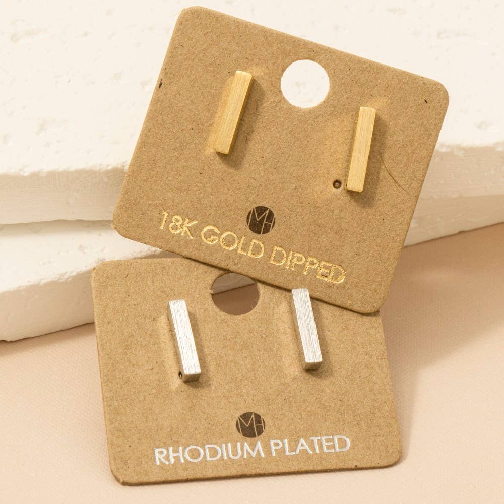 Gold Dipped Dainty Mini Bar Stud Earrings