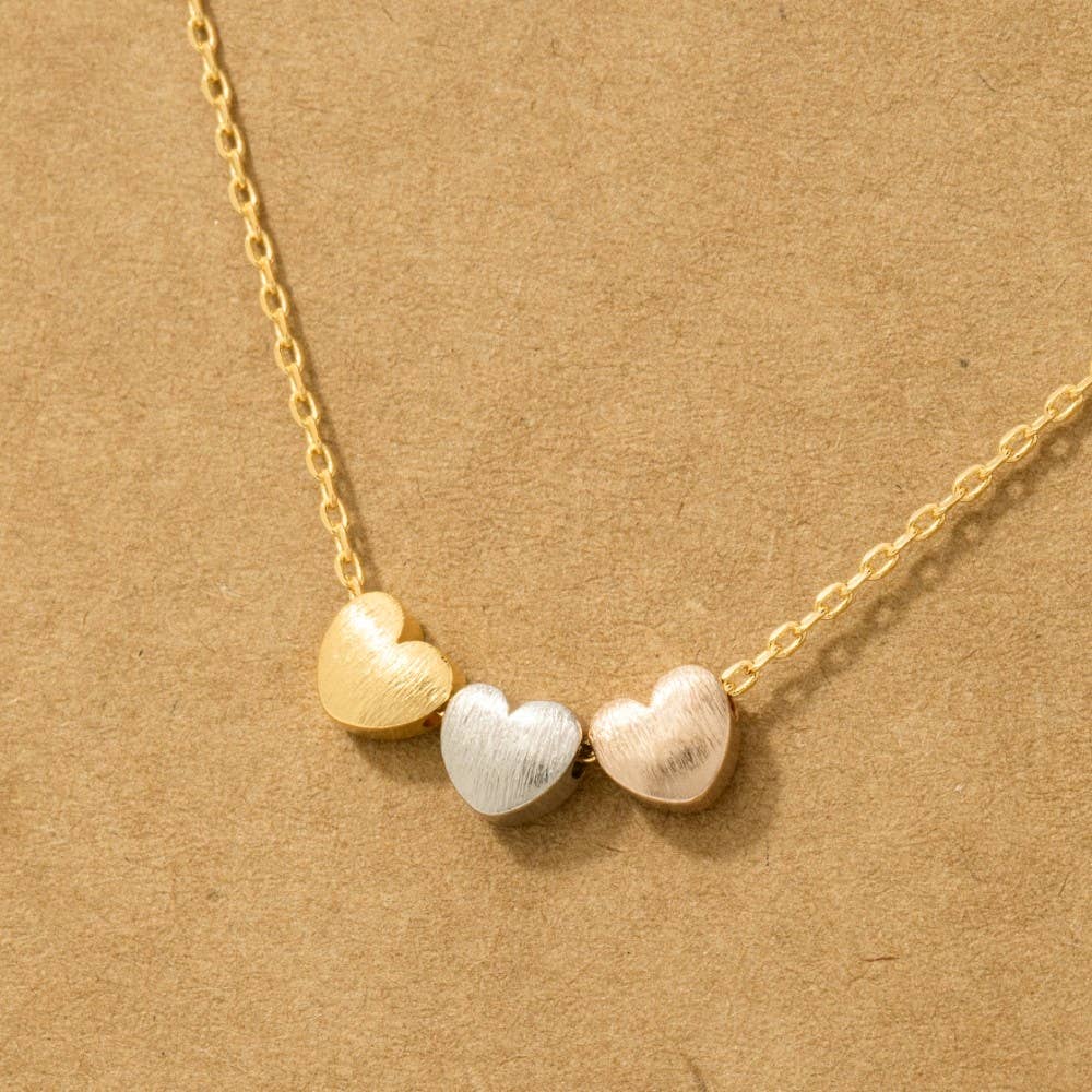 Dainty Three Heart Pendant Necklace