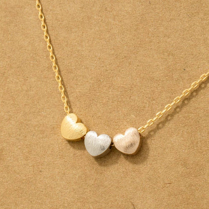Dainty Three Heart Pendant Necklace