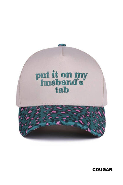 `Put It On My Husband's Tab Two Tone Canvas Cap