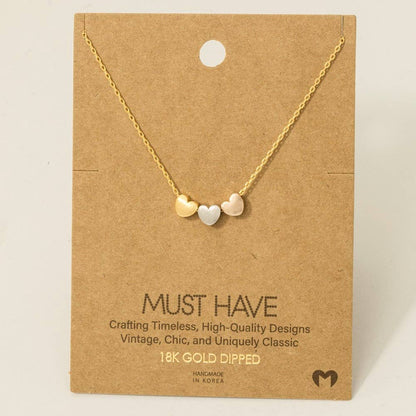 Dainty Three Heart Pendant Necklace