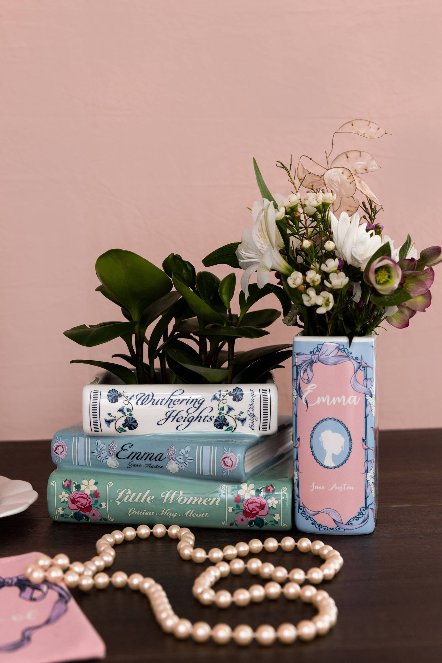 Planter, Stacked Books